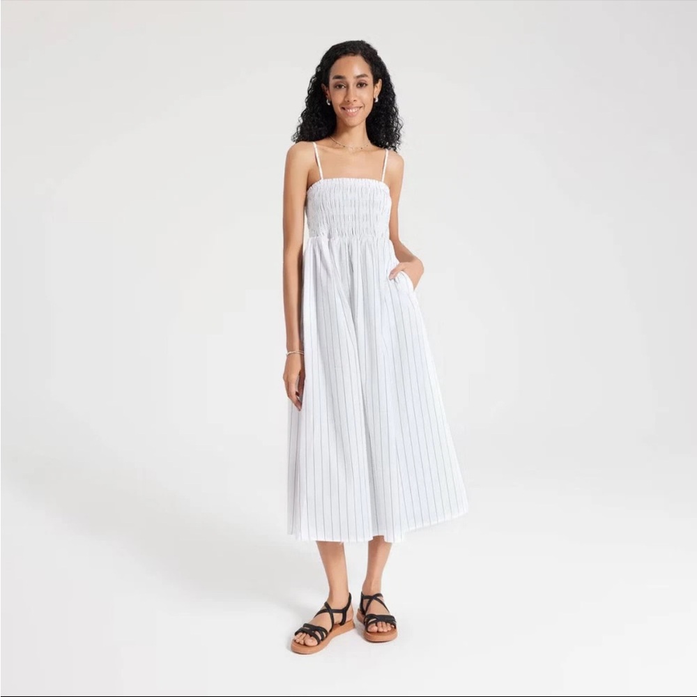 a new day White Pinstripe Midi Sundress